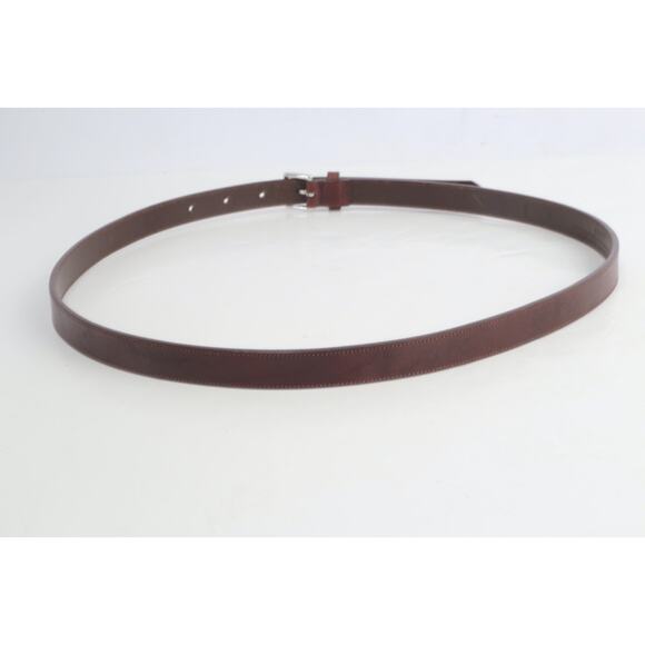 COACH Brown Cowhide Leather Skinny Dress Belt Silver Buckle Women’s Size L - Picture 6 of 13